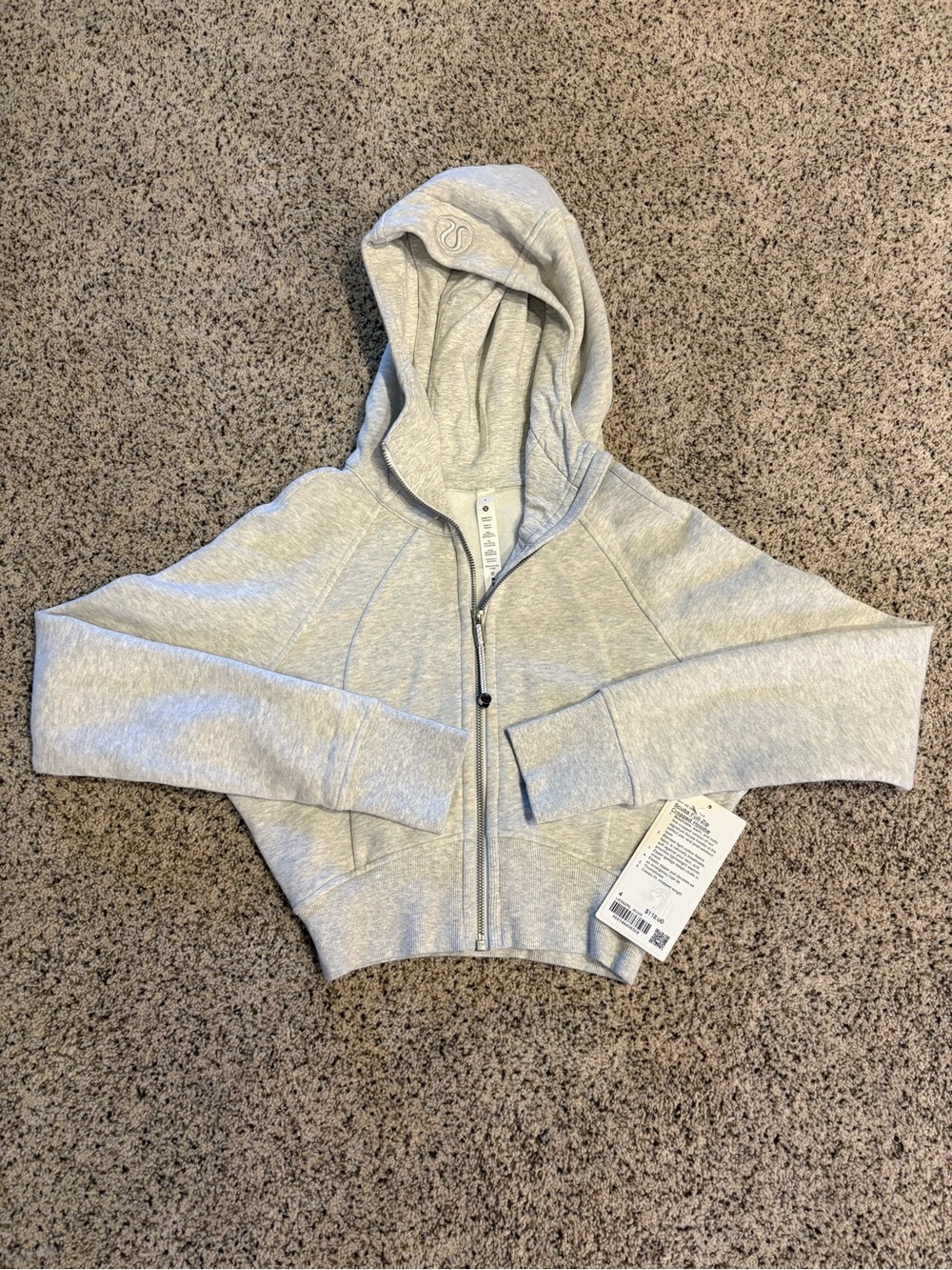 lululemon Scuba Full-Zip Cropped Hoodie Light Gray Size 4